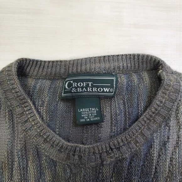 Vintage Croft & Barrow Coogi Style 3D Knit Sweater Brown Blue Size Large Tall - Picture 3 of 8